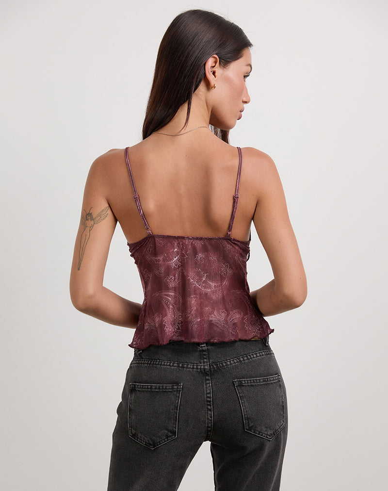 Imagen de Cojira Top in Mesh Tonal Paisley Plum