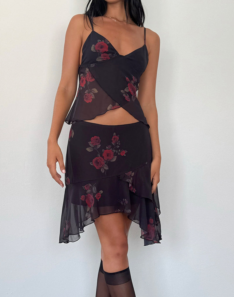 Imagen de Cojira Mesh Butterfly Top in Vintage Roses Negro