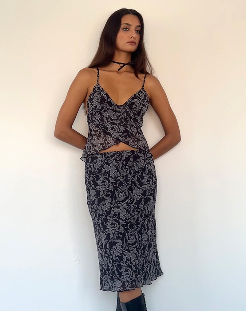 Imagen de Cojira Mesh Butterfly Top in Black Baroque Print