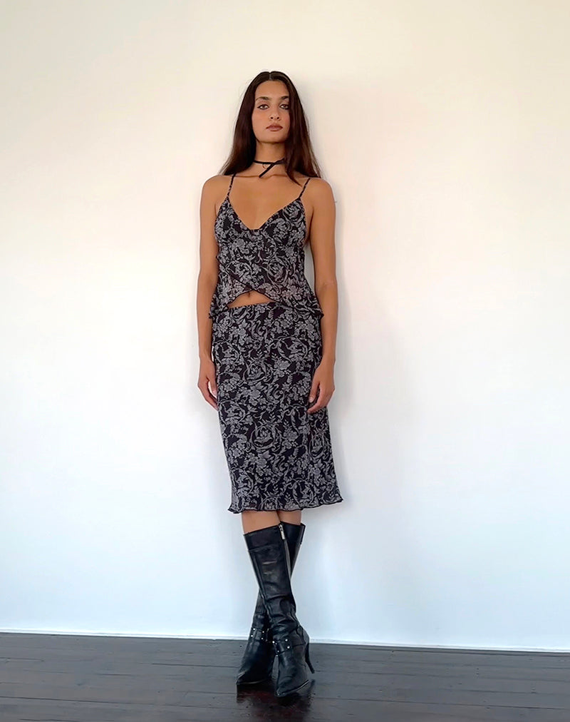 Imagen de Cojira Mesh Butterfly Top in Black Baroque Print