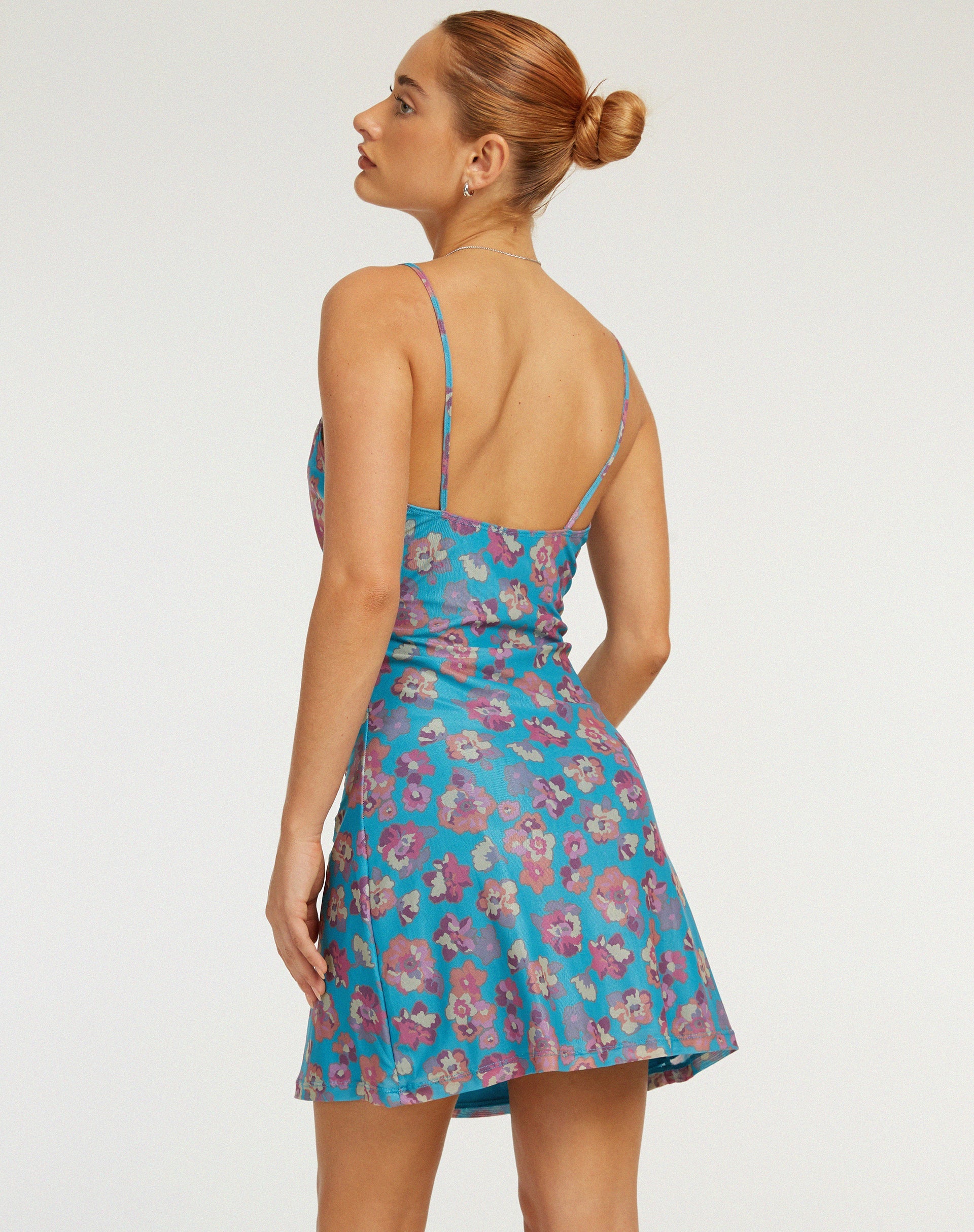 imagen de Coline Mini Vestido Estampado en Contraste Floral Azul