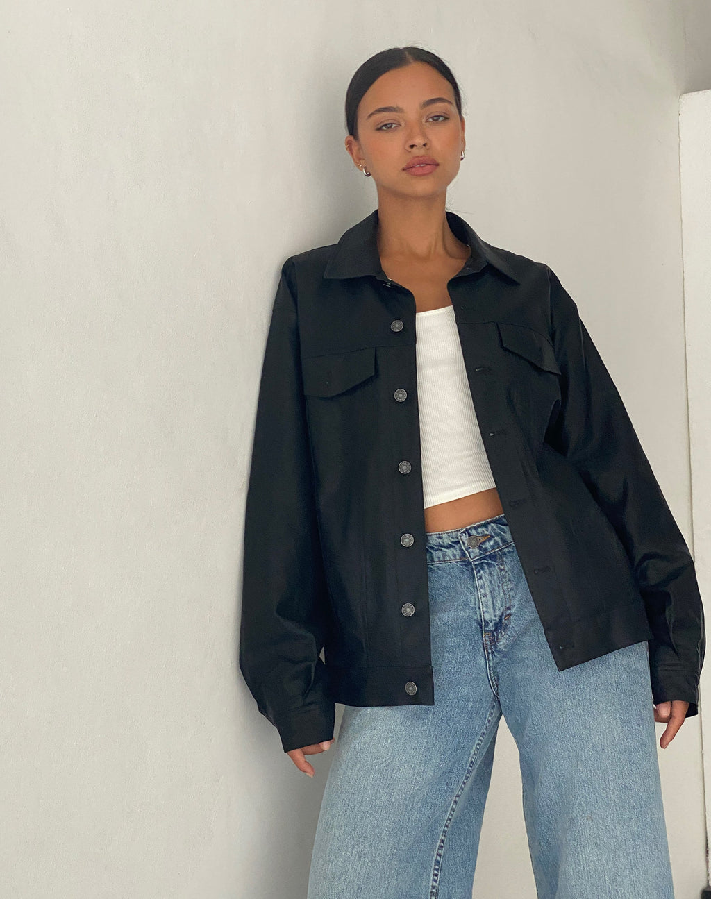 Chaqueta Colleen Oversized en PU Negro