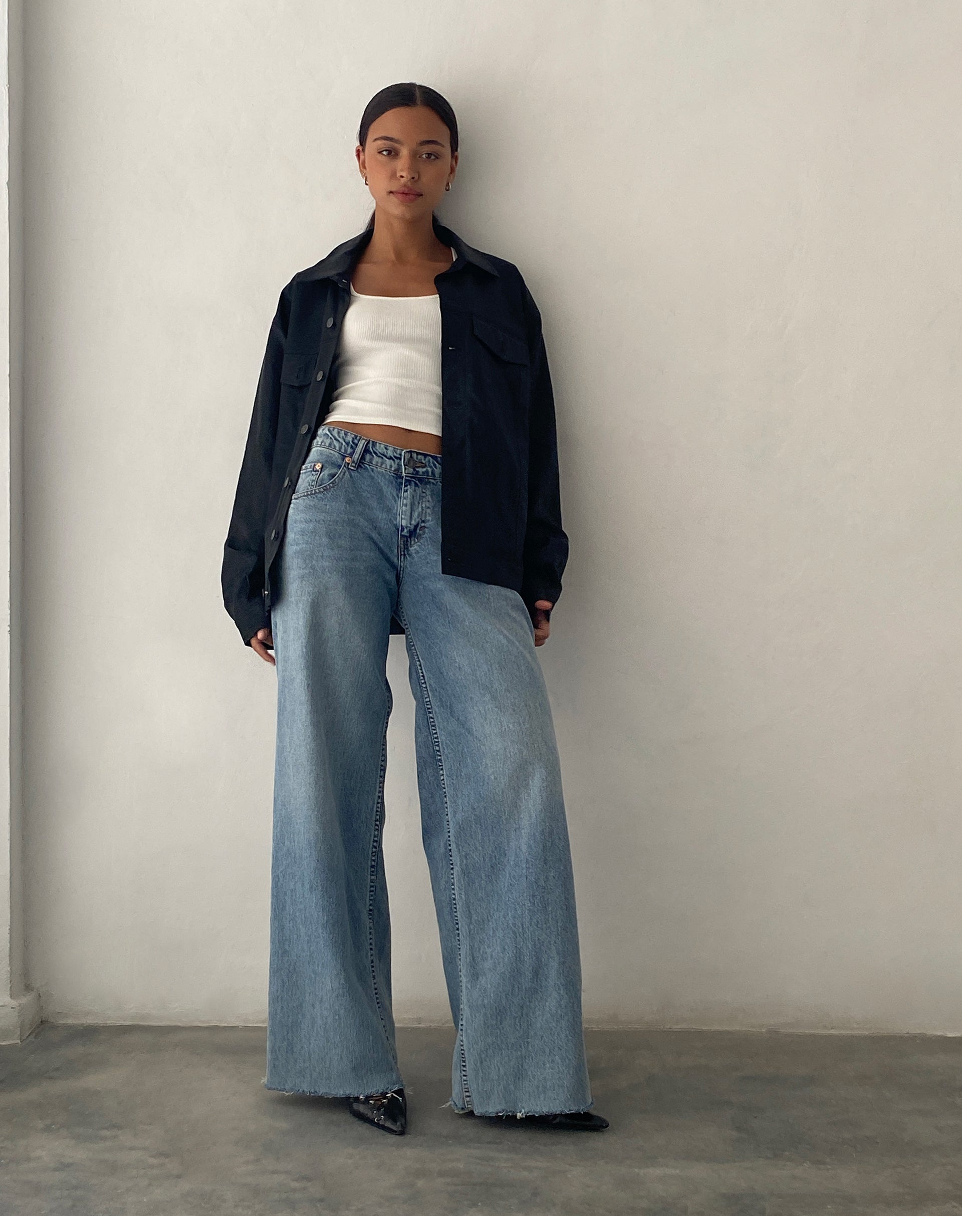 Imagen de Colleen Oversized Moto Jacket en PU Negro