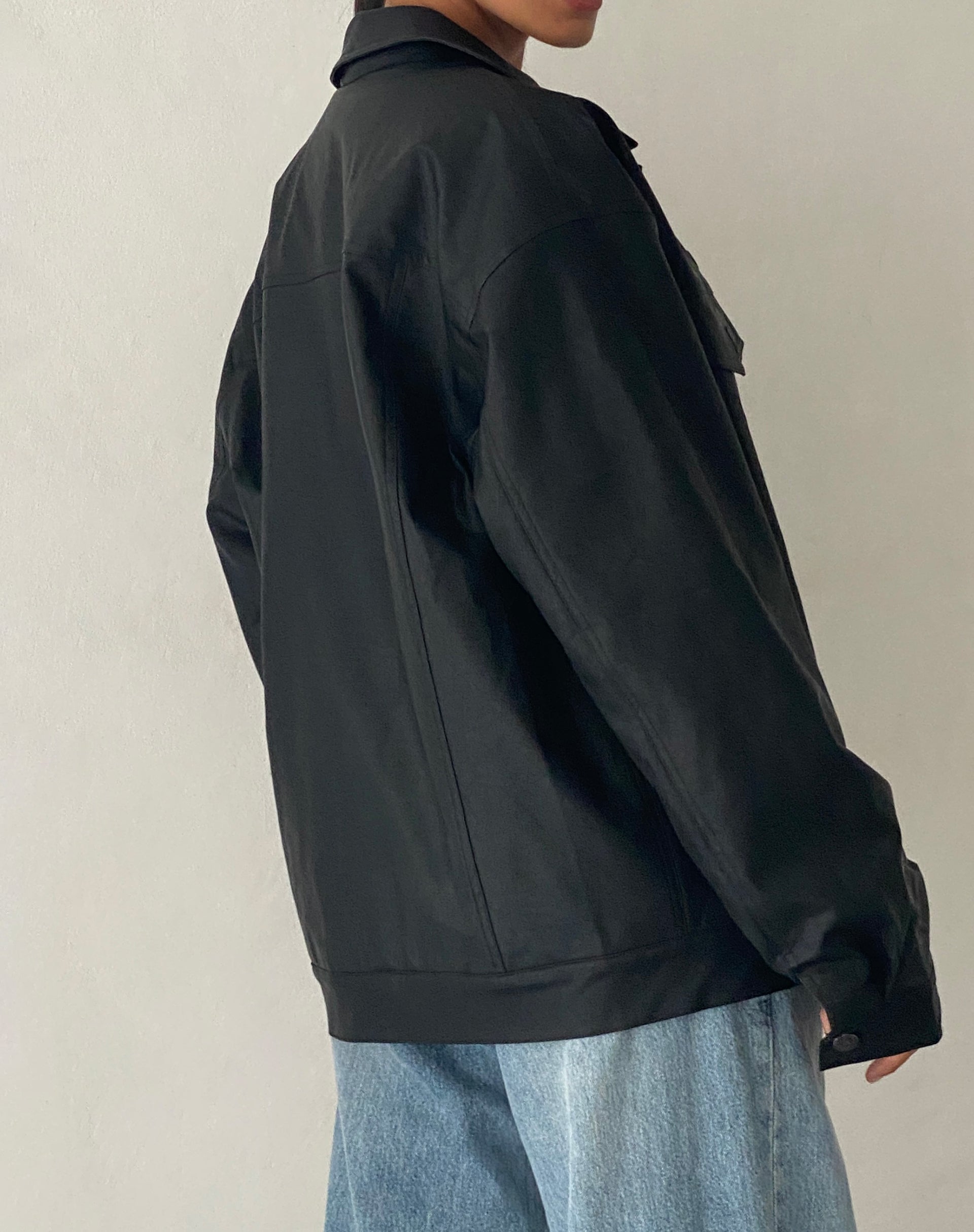 Imagen de Colleen Oversized Moto Jacket en PU Negro