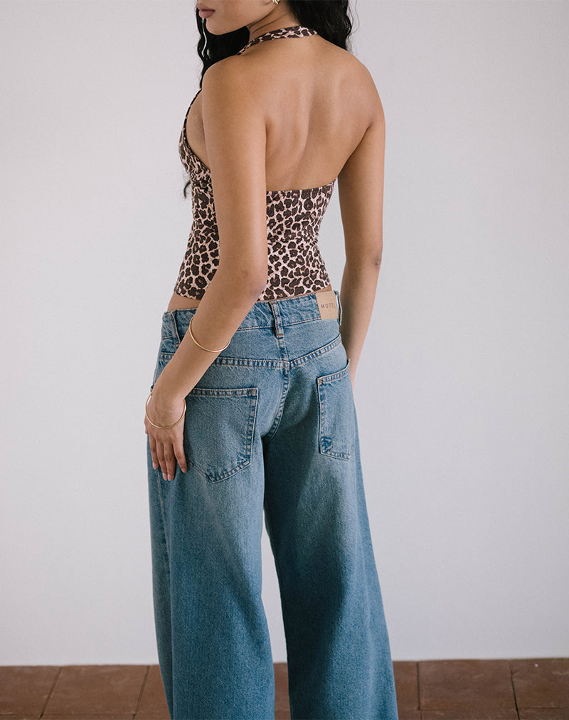 Imagen de Cosimo Top Cuello Haltern en Rar Leopard Sandstorm