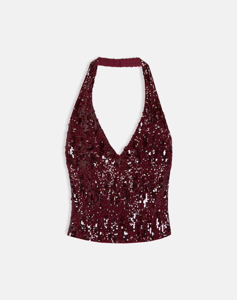 Cosio Top sin mangas en mezcla de lentejuelas rojo