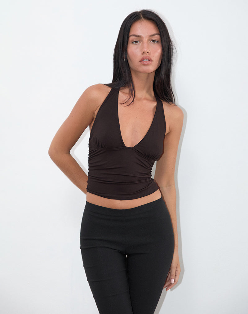 Imagen de Cosmo Top cuello redondo en jersey Marrón chocolate