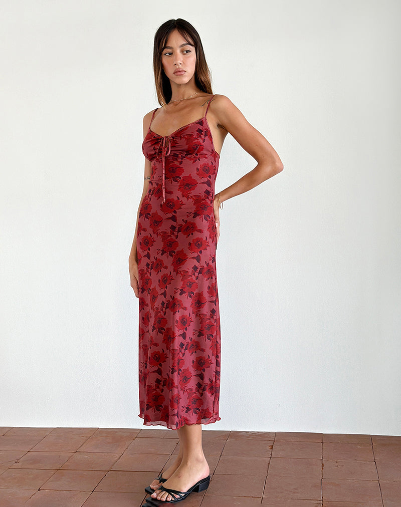 Imagen de Coya Midi Dress in Fairy Floral Burgundy Flock