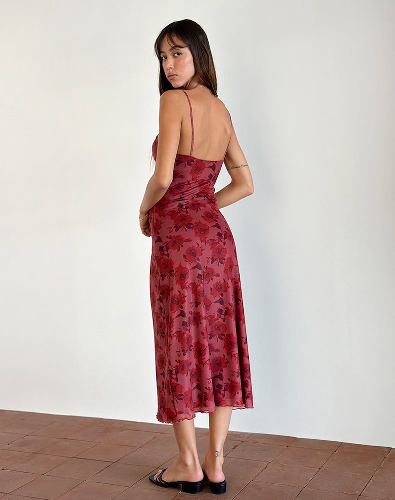 Imagen de Coya Midi Dress in Fairy Floral Burgundy Flock
