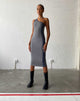 Imagen de Cresida Vestido Midi con un Hombro en Gris Marino Micro Punto Deportivo