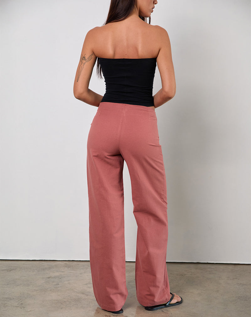 Imagen de Cursa Pantalón con Cinturón en Lino Rojo Toscana