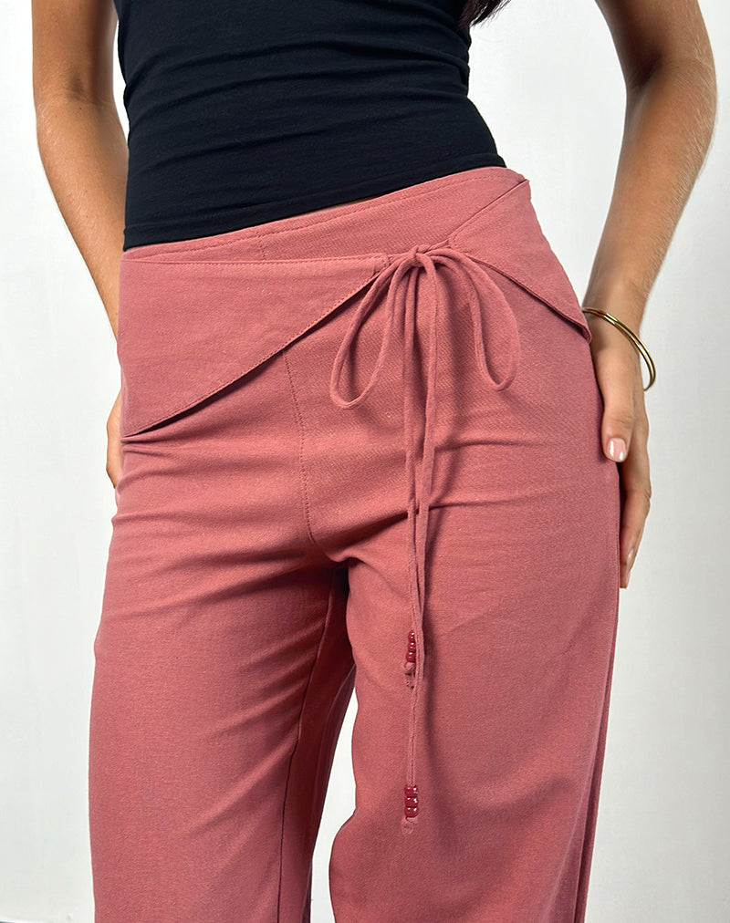 Imagen de Cursa Pantalón con Cinturón en Lino Rojo Toscana