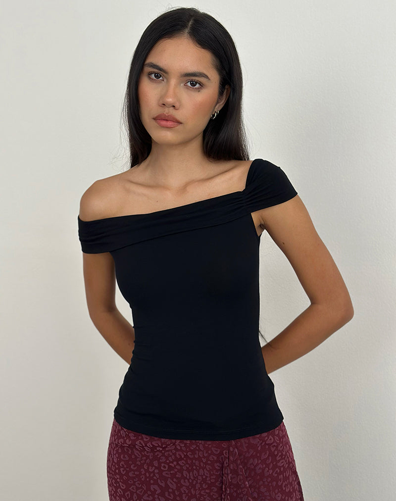 Imagen de Cuthbe One Shoulder Twist Top en Negro