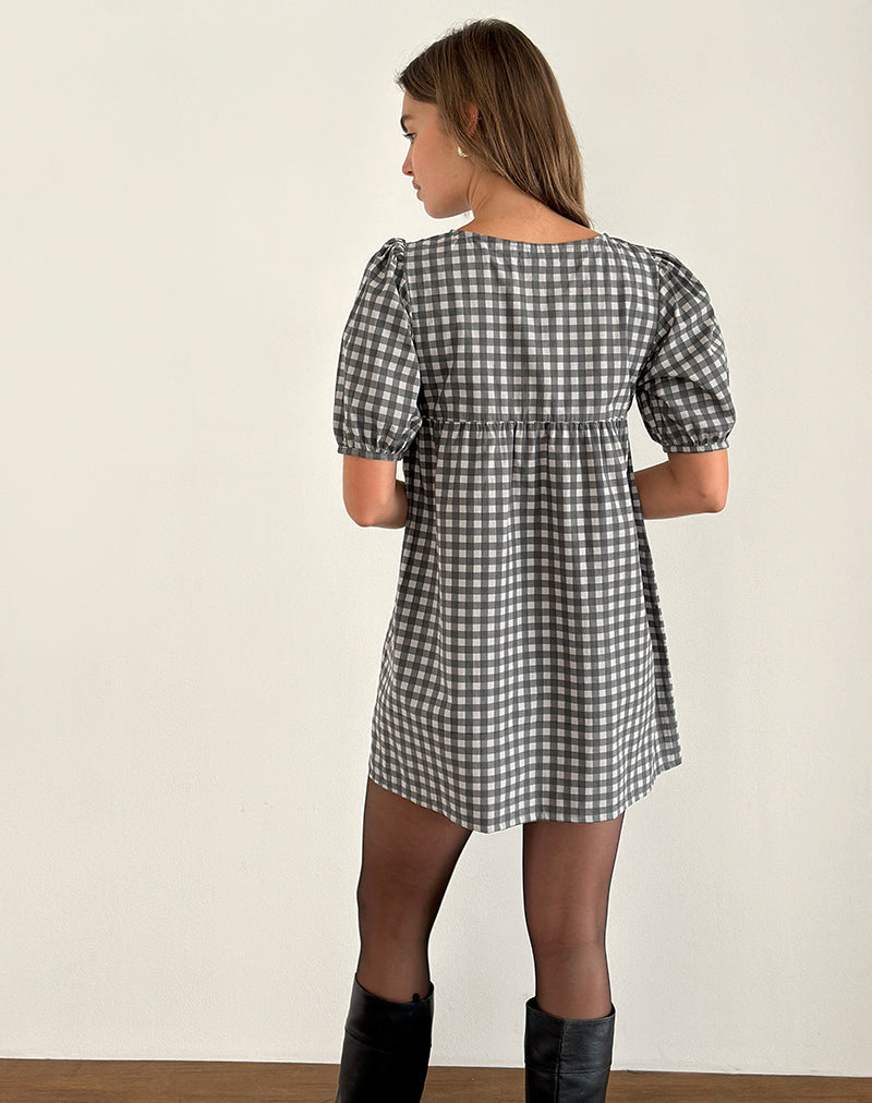Imagen de Cybera Mini Dress in Tonal Gingham Black and Grey