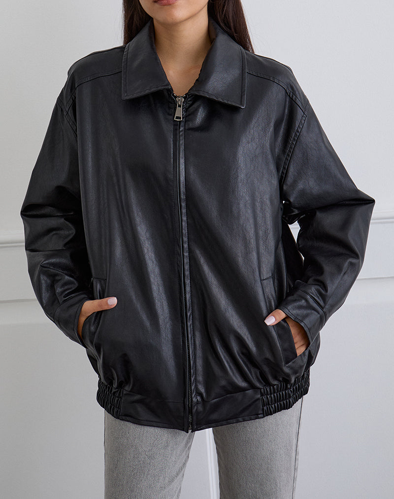 Chaqueta Cavita en PU Negro