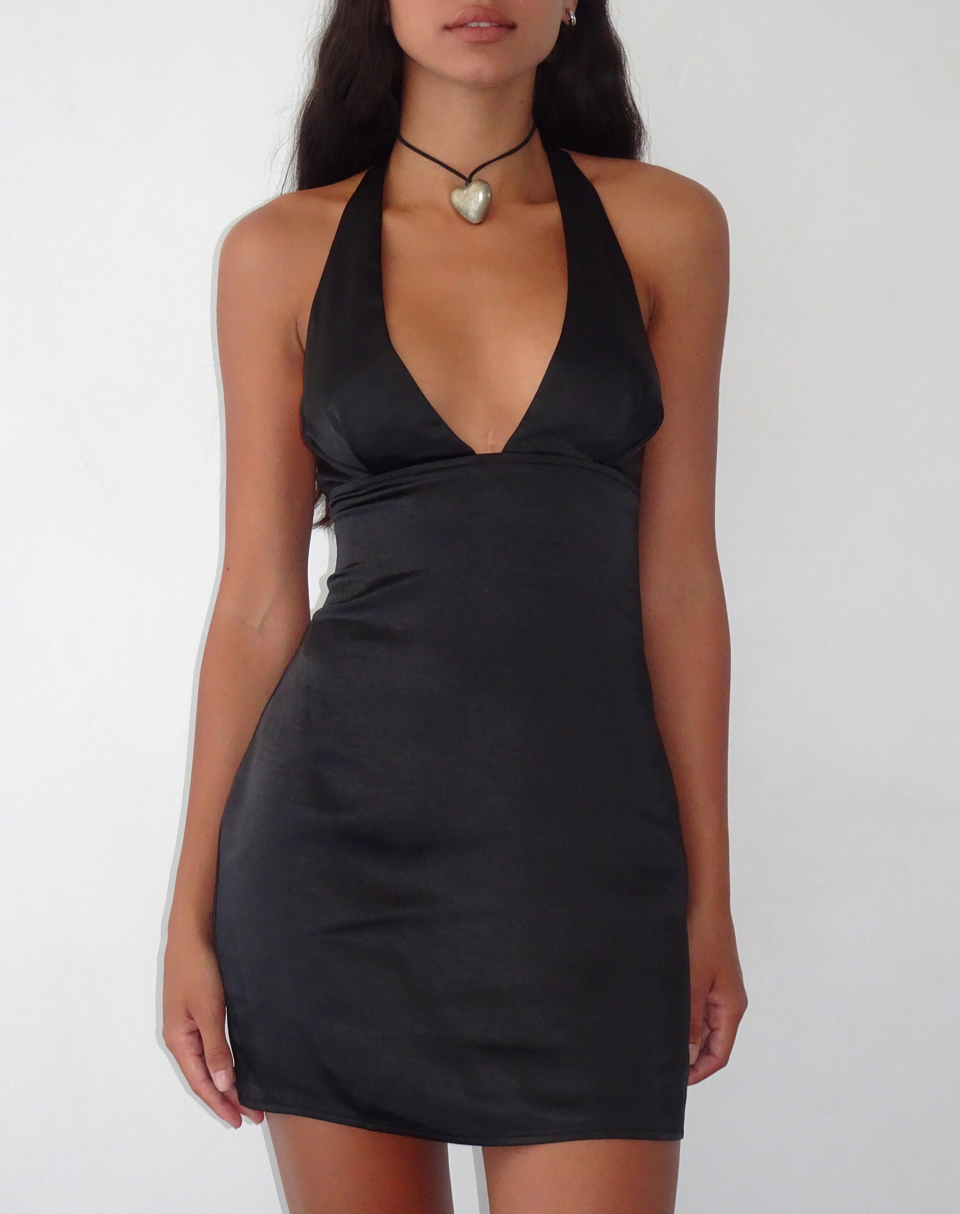 Imagen de Coda Slip Dress in Satin Negro