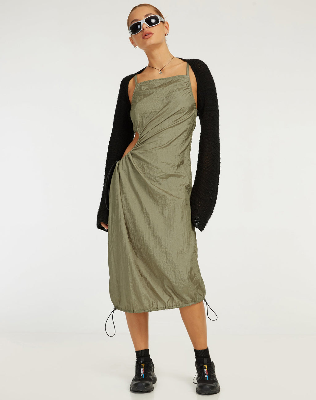 Vestido Daichi Cut Out Midi Verde Plata