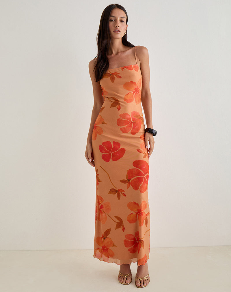 Imagen de Dalesio Maxi Dress in Watercolour Hibiscus Orange