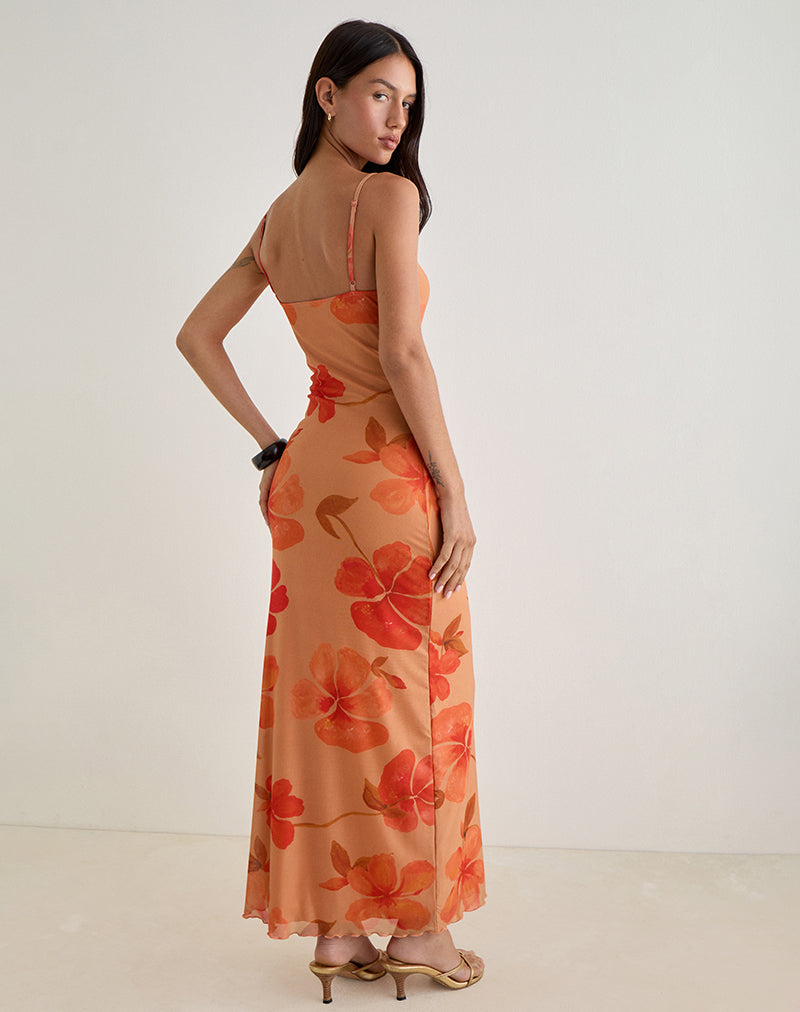 Imagen de Dalesio Maxi Dress in Watercolour Hibiscus Orange