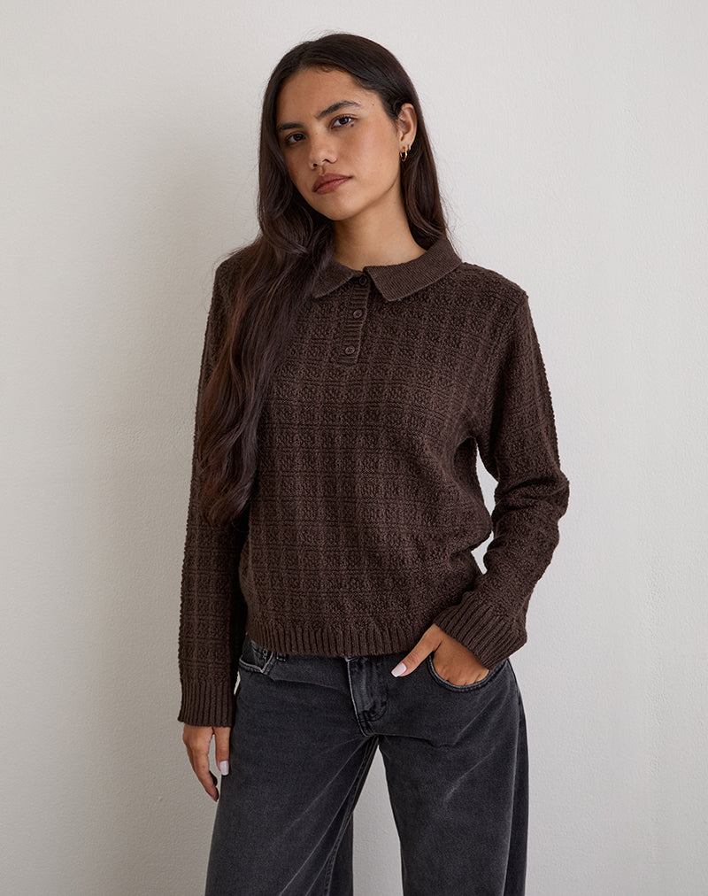 Jersey de punto Dalina a cuadros marrón
