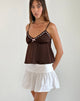 Imagen de Dalinda Cami Top Marrón con Rosetón Rosa