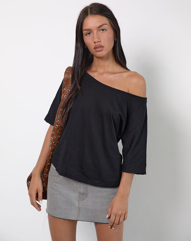 Top Daman con hombros descubiertos en negro