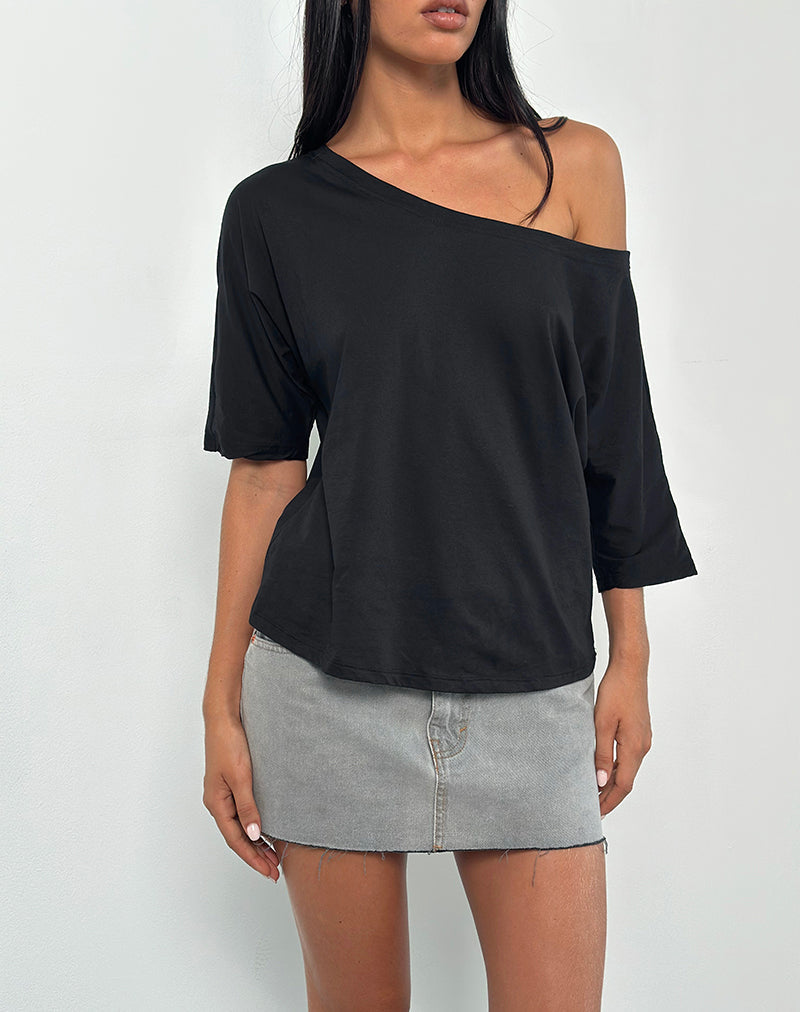 Top Daman con hombros descubiertos en negro