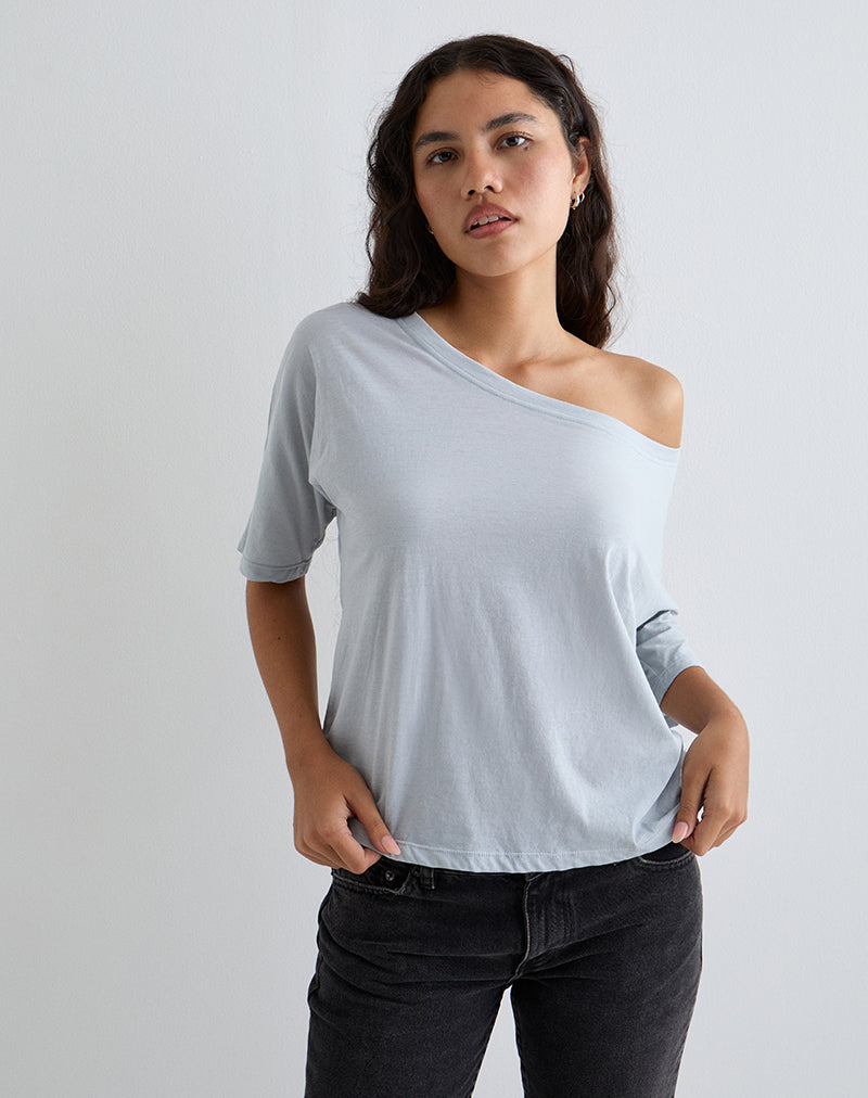 Top Daman de hombros descubiertos en acero claro