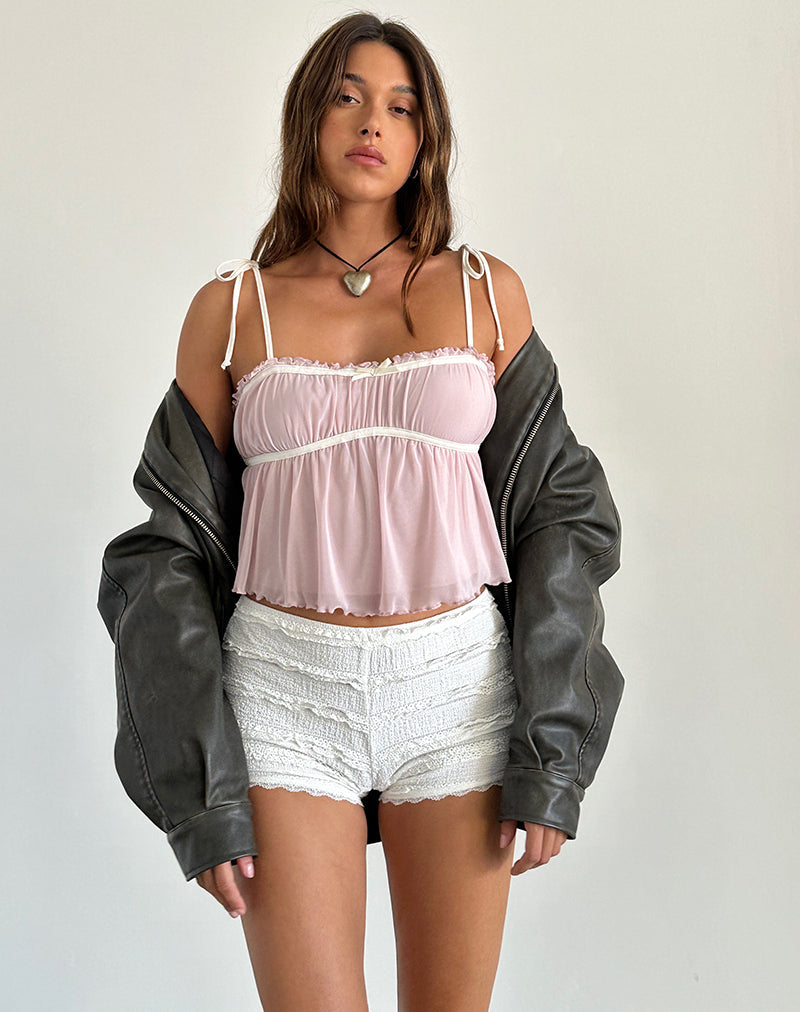 Imagen de Damaris Cami Top en rosa con ribete marfil