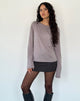 Imagen de Damon Baggy Long Sleeve Top en tejido de punto gris elefante