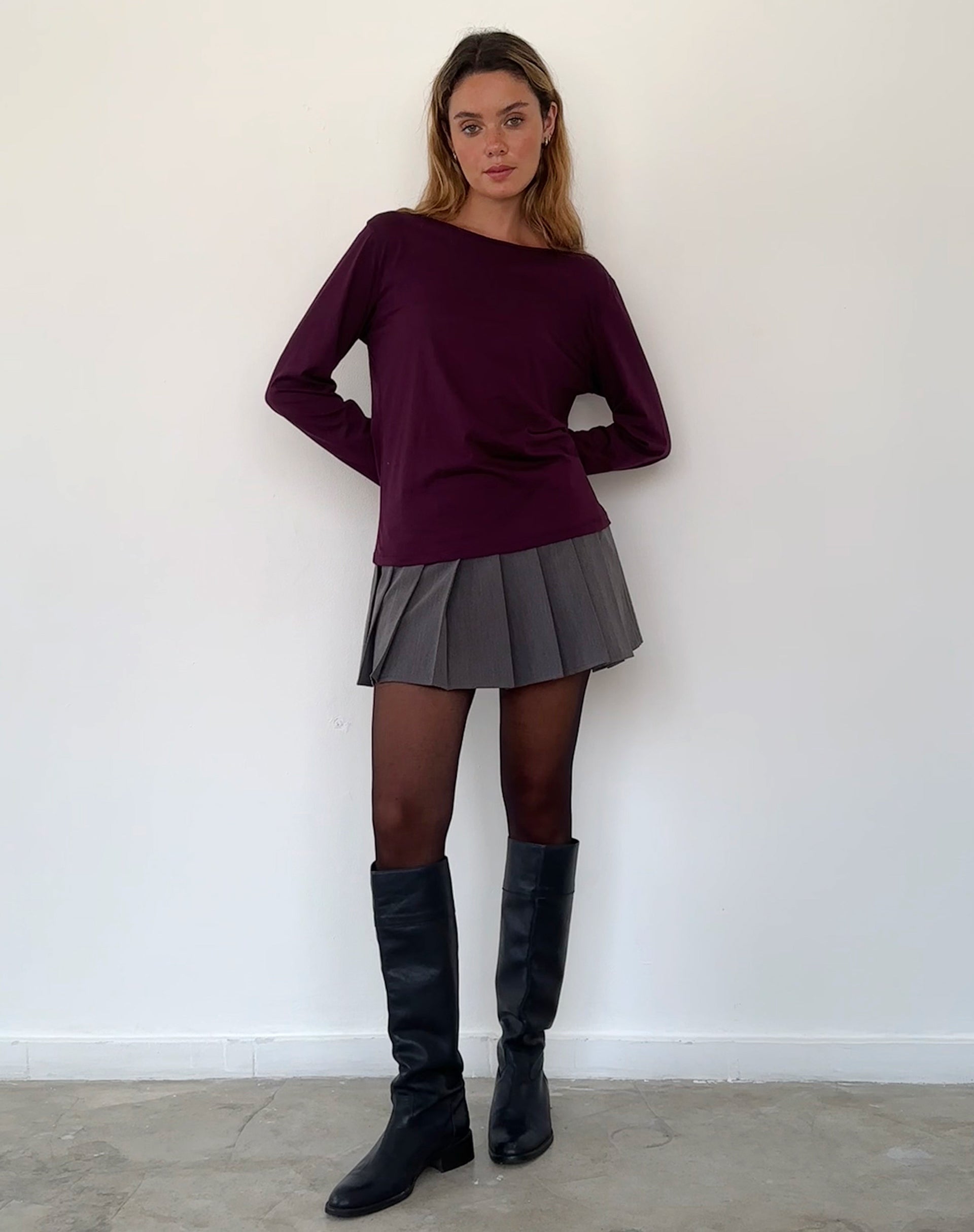 Imagen de Damon Baggy Long Sleeve Top en tejido Jersey Oxblood