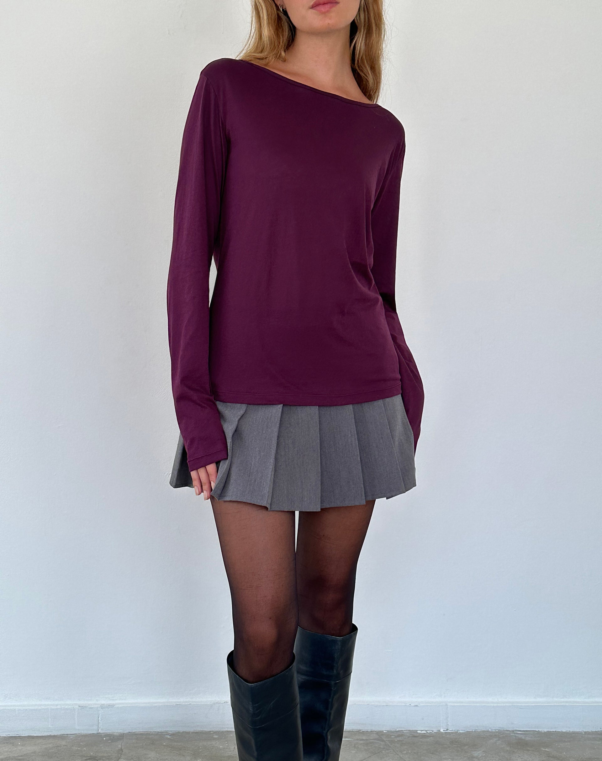 Imagen de Damon Baggy Long Sleeve Top en tejido Jersey Oxblood