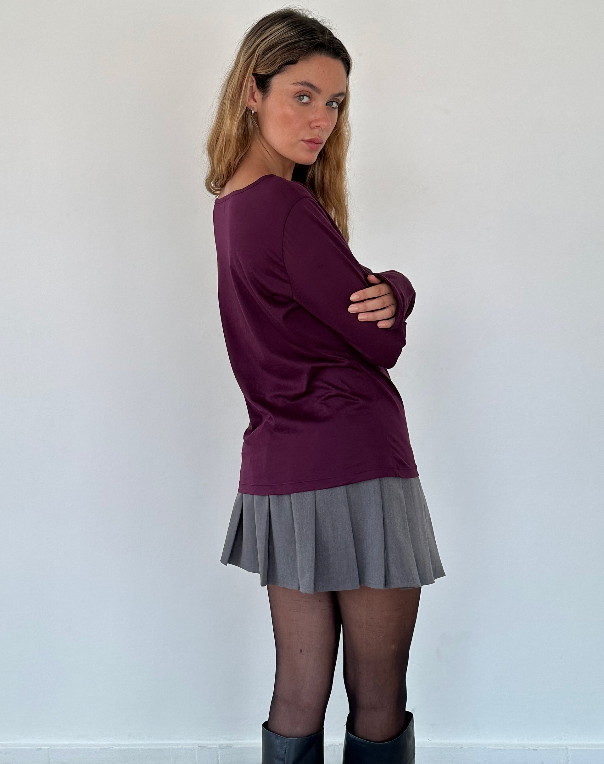 Imagen de Damon Baggy Long Sleeve Top en tejido Jersey Oxblood