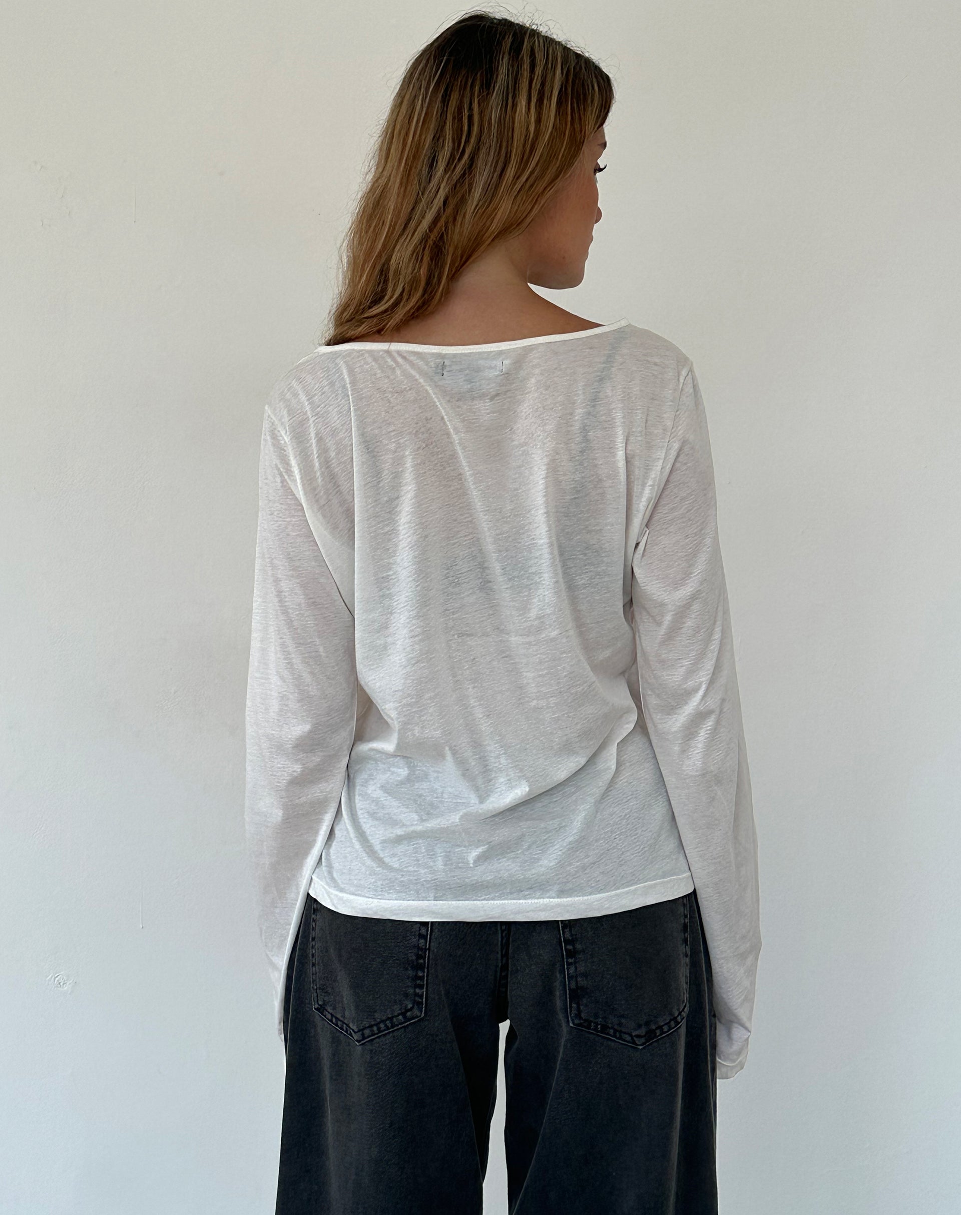 Imagen de Damon Baggy Long Sleeve Top en tejido Jersey blanco