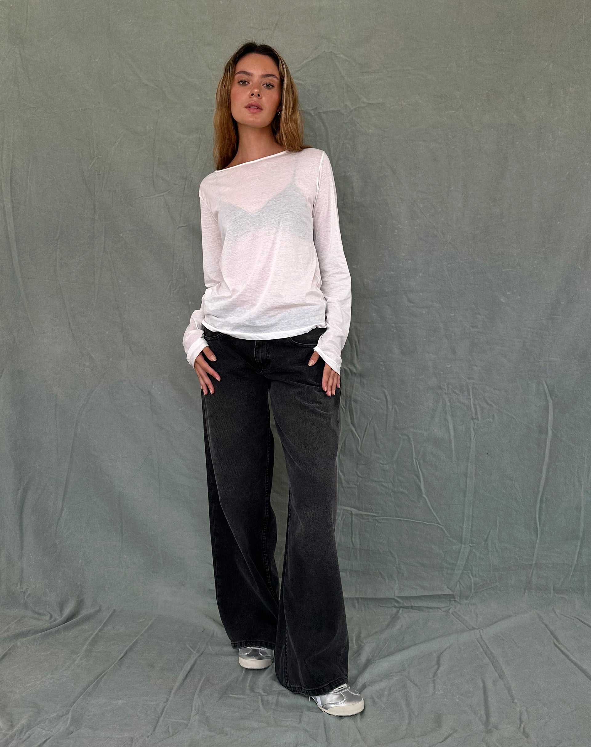 Imagen de Damon Baggy Long Sleeve Top en tejido Jersey blanco
