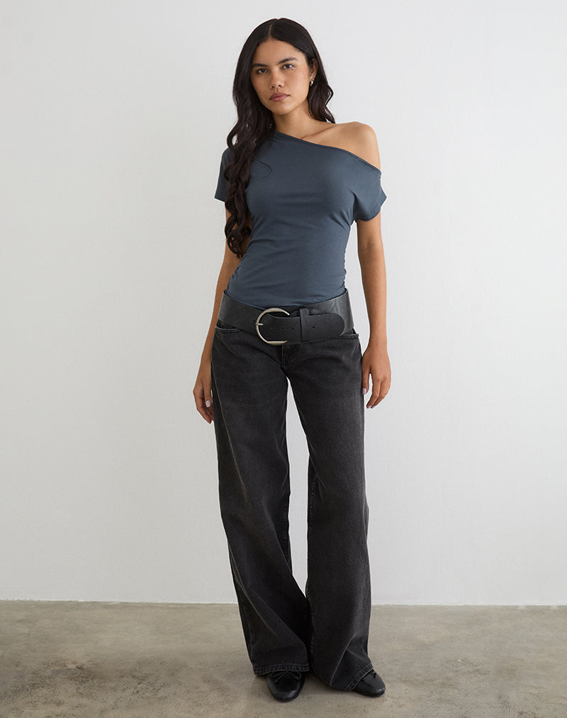 Imagen del top de un solo hombro Danama en jersey Ocean Storm