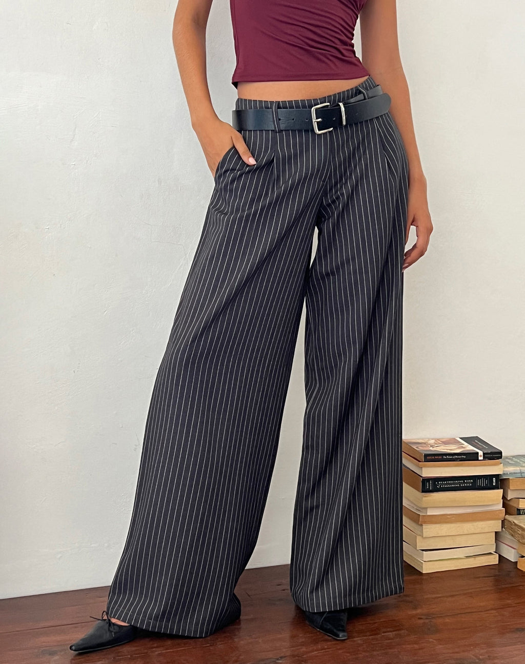 Pantalón Sagawa de raya diplomática gris oscuro