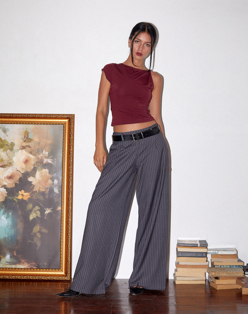 Pantalón Sagawa de raya diplomática gris oscuro