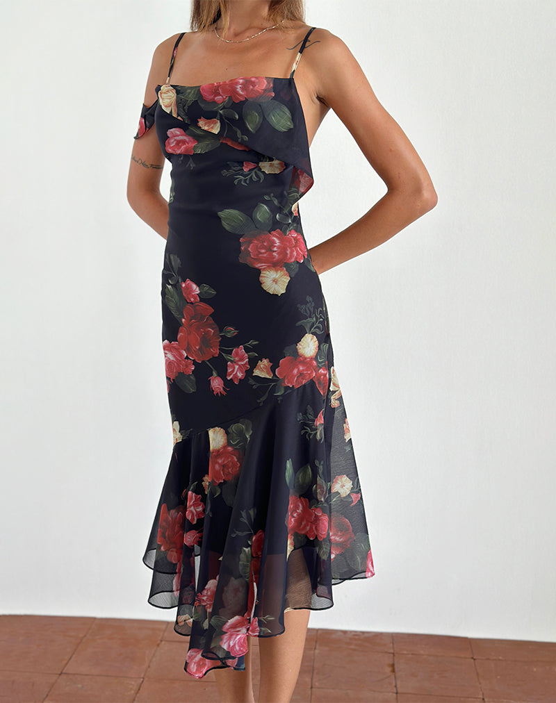 Imagen de Dansta Vestido Midi en Rosa Renacimiento Negro