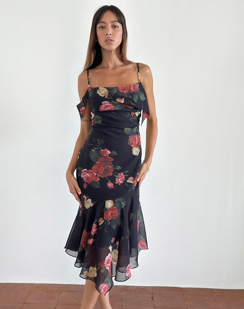 Imagen de Dansta Vestido Midi en Rosa Renacimiento Negro