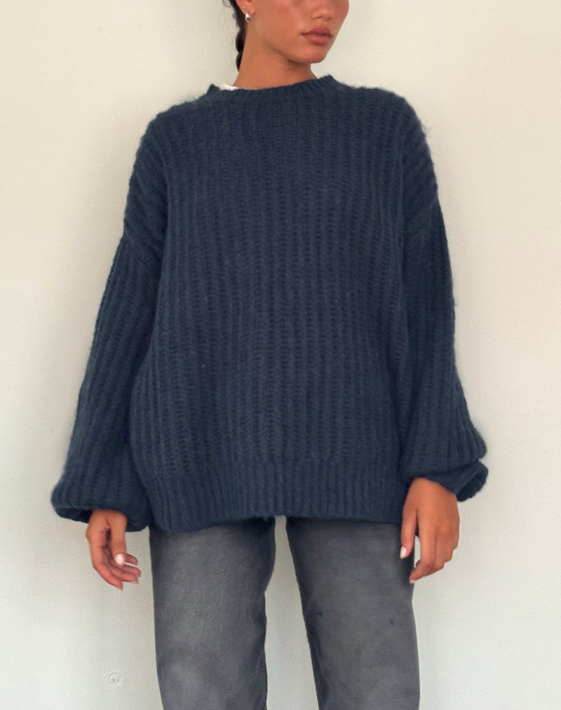 Jersey de punto oversize Daren en azul marino