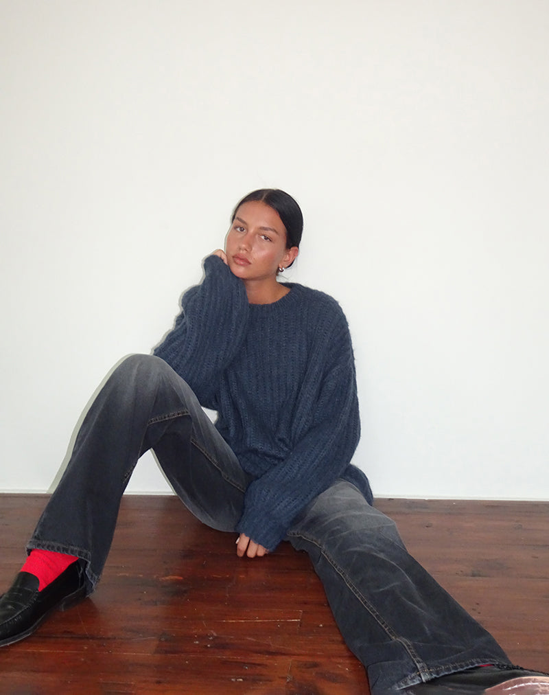 Imagen de Daren Jersey de punto oversize en azul marino