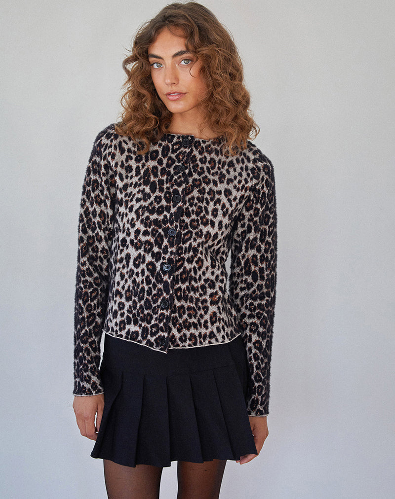 Imagen de Darlene Chaqueta de punto suave Leopardo Marrón