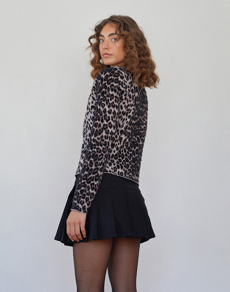 Imagen de Darlene Chaqueta de punto suave Leopardo Marrón
