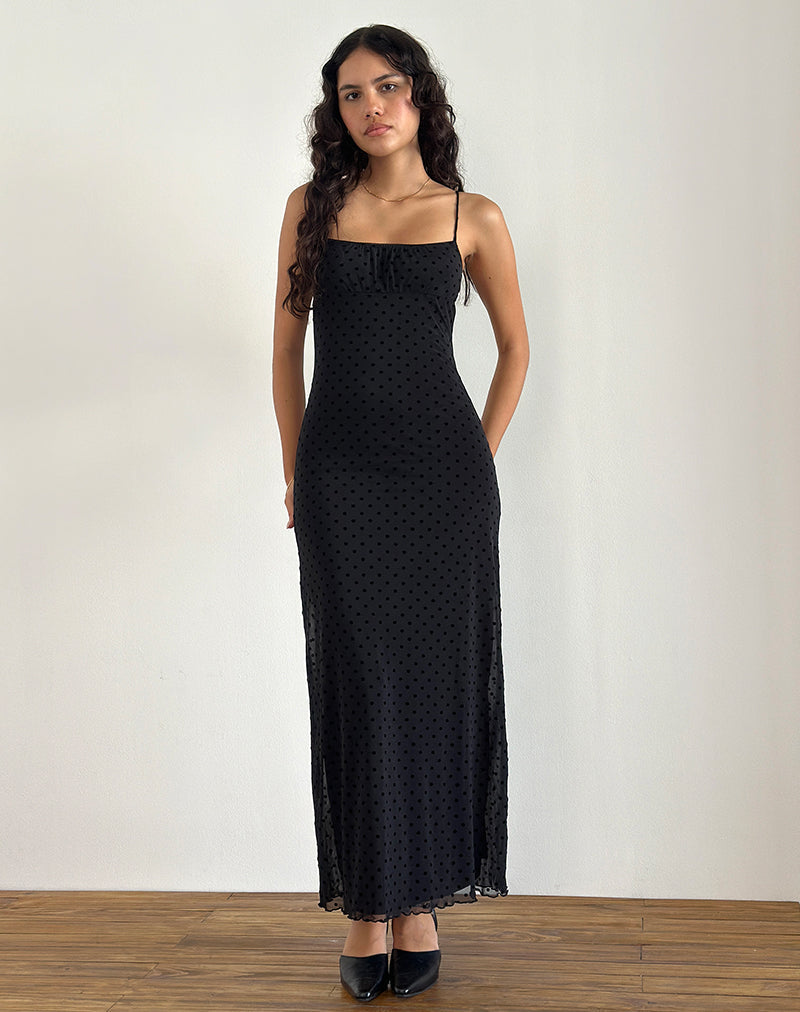 Imagen de Darsih Maxi Dress in Basic Polka Negro Flock