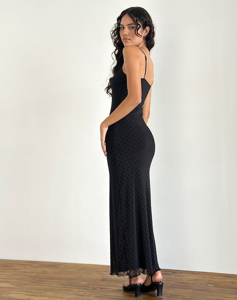 Imagen de Darsih Maxi Dress in Basic Polka Negro Flock