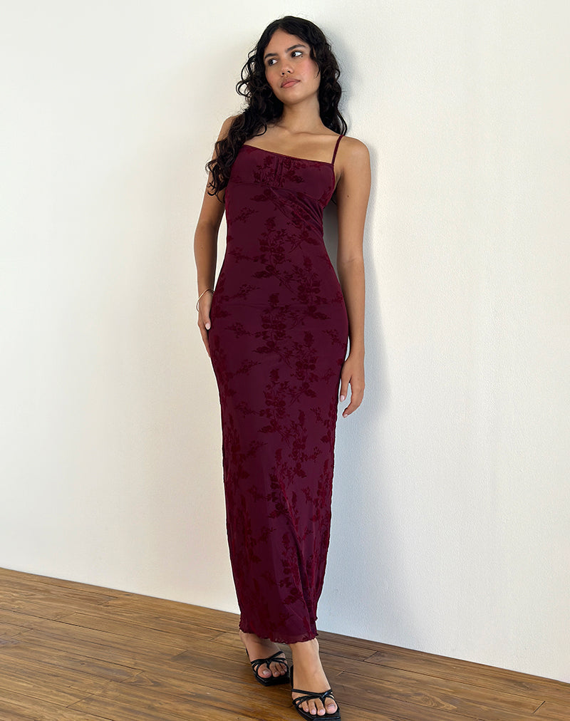 Imagen de Darsih Maxi Dress in Botanical Flower Maroon