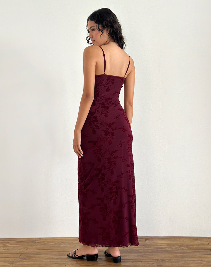 Imagen de Darsih Maxi Dress in Botanical Flower Maroon