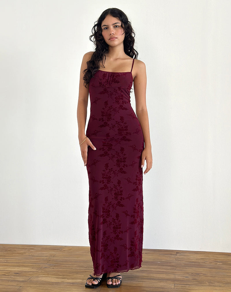 Maxi Vestido Darsih en Botanical Flower Granate