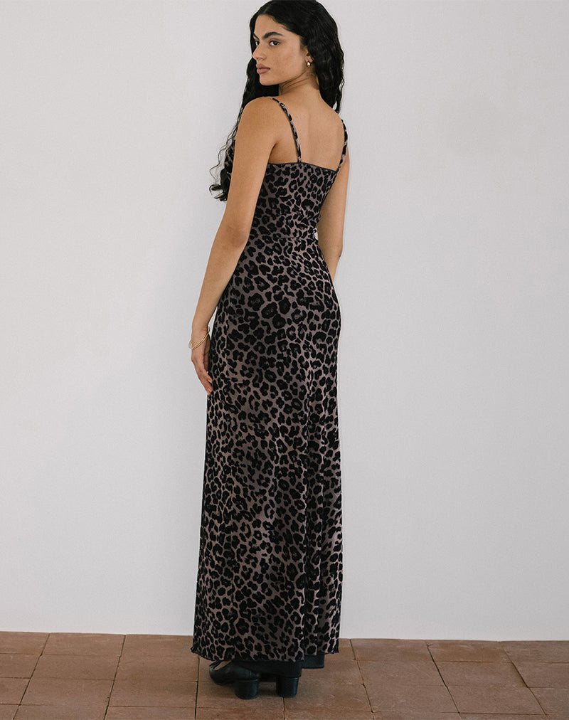 imagen de Darsih Maxi Dress in Flocked Rar Leopard